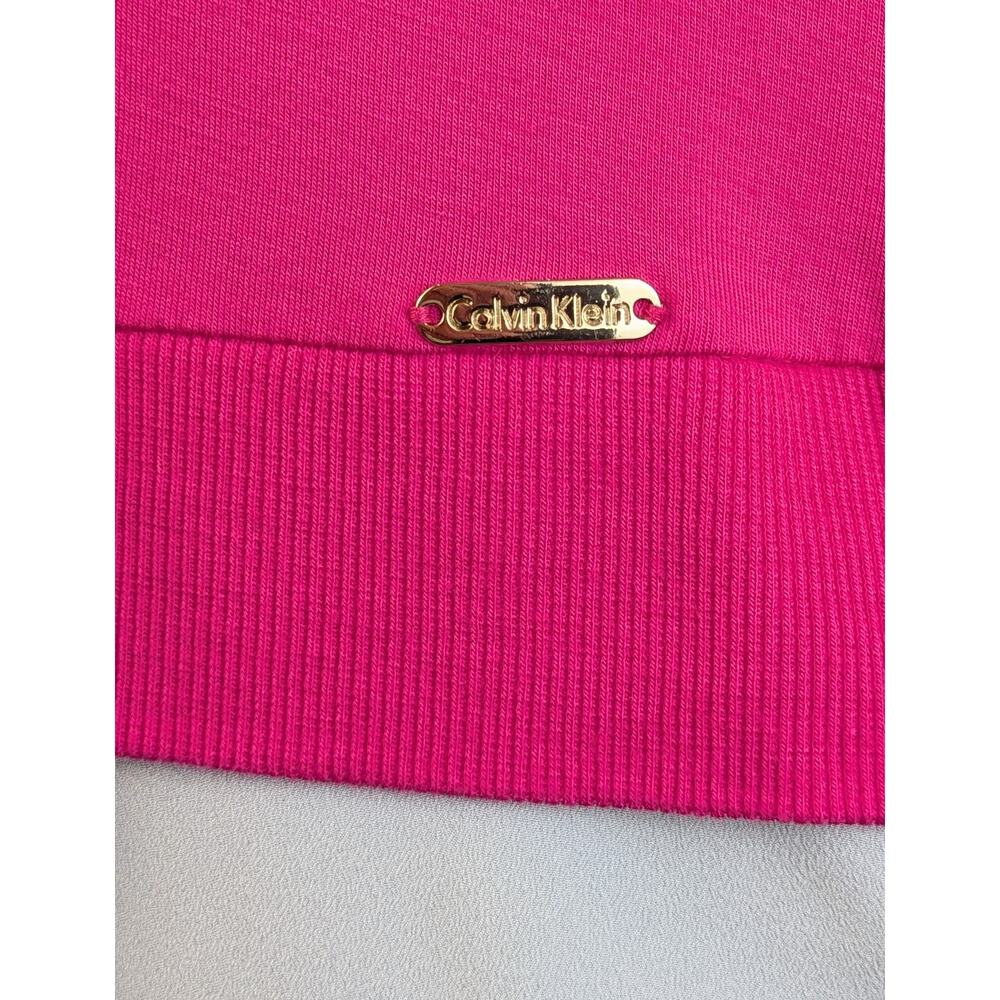 Calvin Klein Tunic Top Medium Hot Pink White Colorblock Layered Flowy NEW - Picture 6 of 9